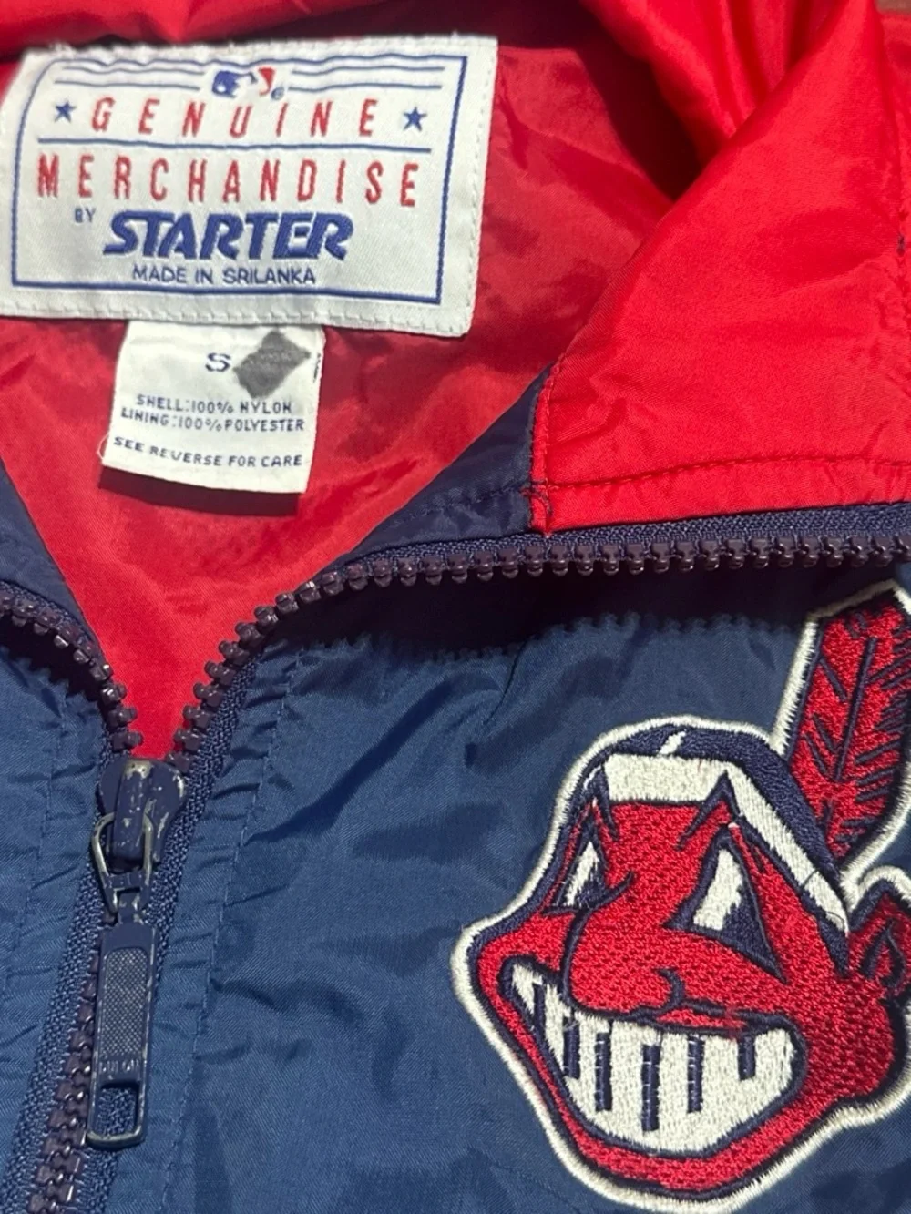 Vintage STARTER Red, Blue & White Kids Cleveland Indians Jacket
